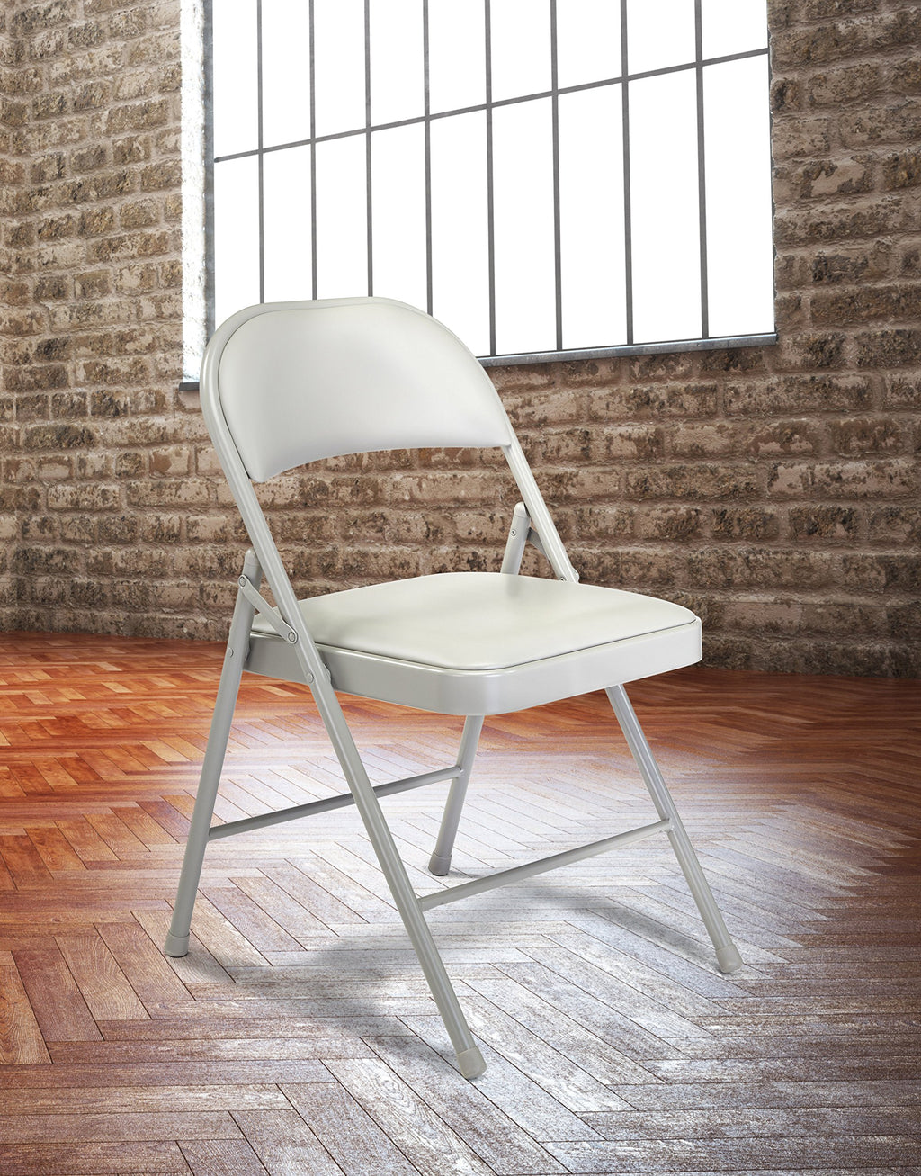 Commercialine® Vinyl Padded Steel Folding Chair, Grey (Pack of 4)