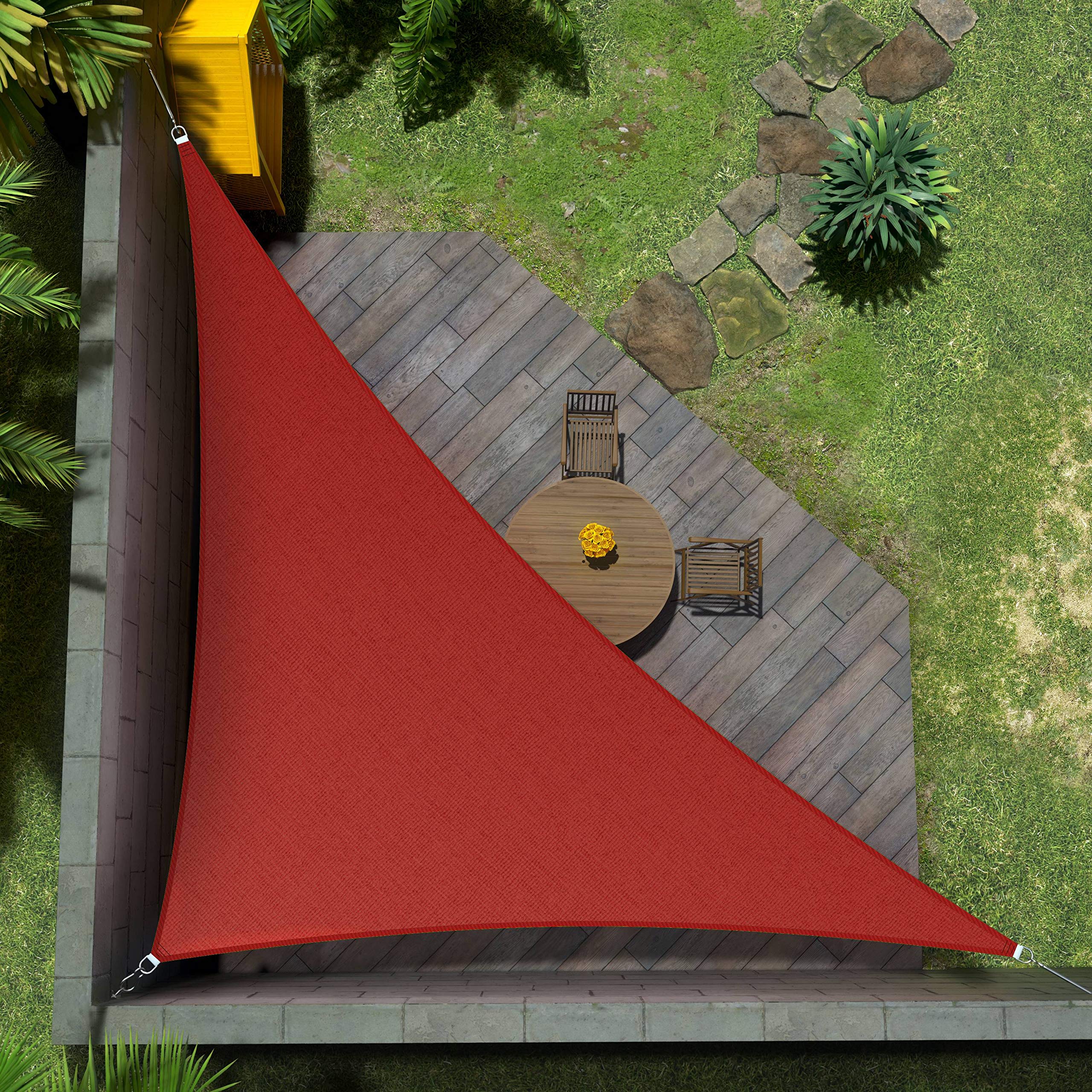 Amgo Custom Size 14' X 21' X 25.2' Red Right Triangle Sun Shade Sail Upf50+ Agtapt8, Order To Make Canopy Awning, 95% Uv Blockag