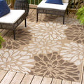 Jonathan Y Smb110I-4 Zinnia Modern Floral Textured Weave Indoor Outdoor Area-Rug, Bohemian Coastal Mediterranean Easy-Cleaning,B