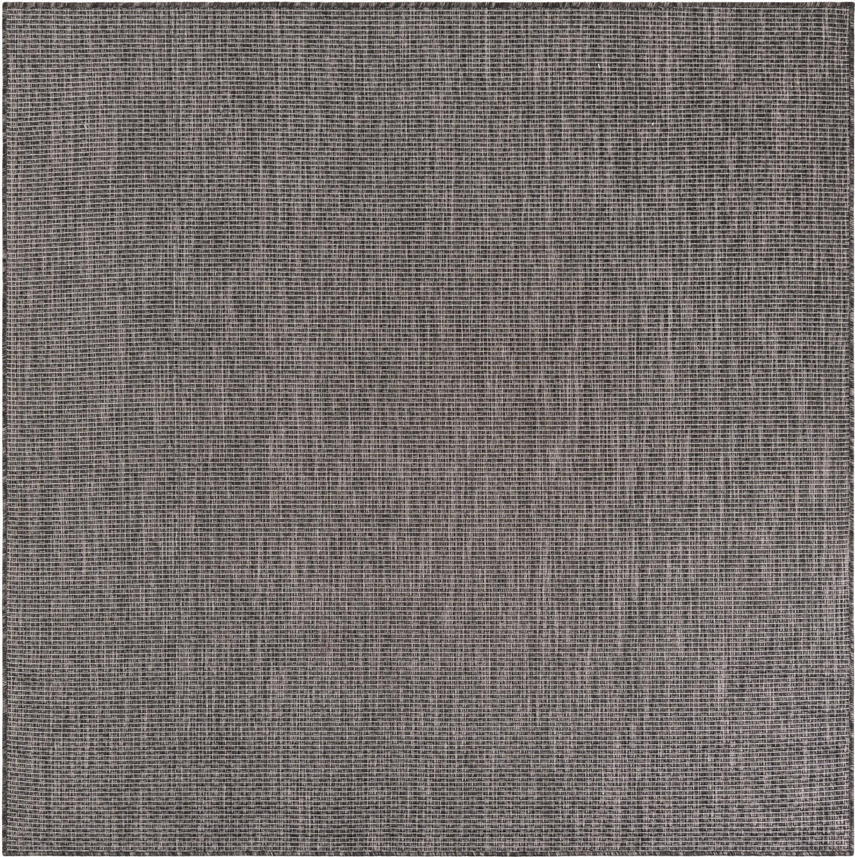 Unique Loom Outdoor Solid Collection Area Rug (6' 1'' Square Black/Ivory)