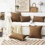 Home Brilliant Brown Pillow Covers Decoration Solid Linen Throw Cushion Cover For Living Room, 24X24 Inch, 60Cm
