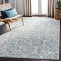 SAFAVIEH Madison Collection 53 Square Cream / Turquoise MAD604E Glam Ogee Trellis Distressed Non-Shedding Living Room Bedroom A