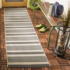 Safavieh Courtyard Collection 2'3' X 10' Grey/Bone Cy6062 Stripe Indoor/ Outdoor Patio Backyard Mudroom Runner Rug