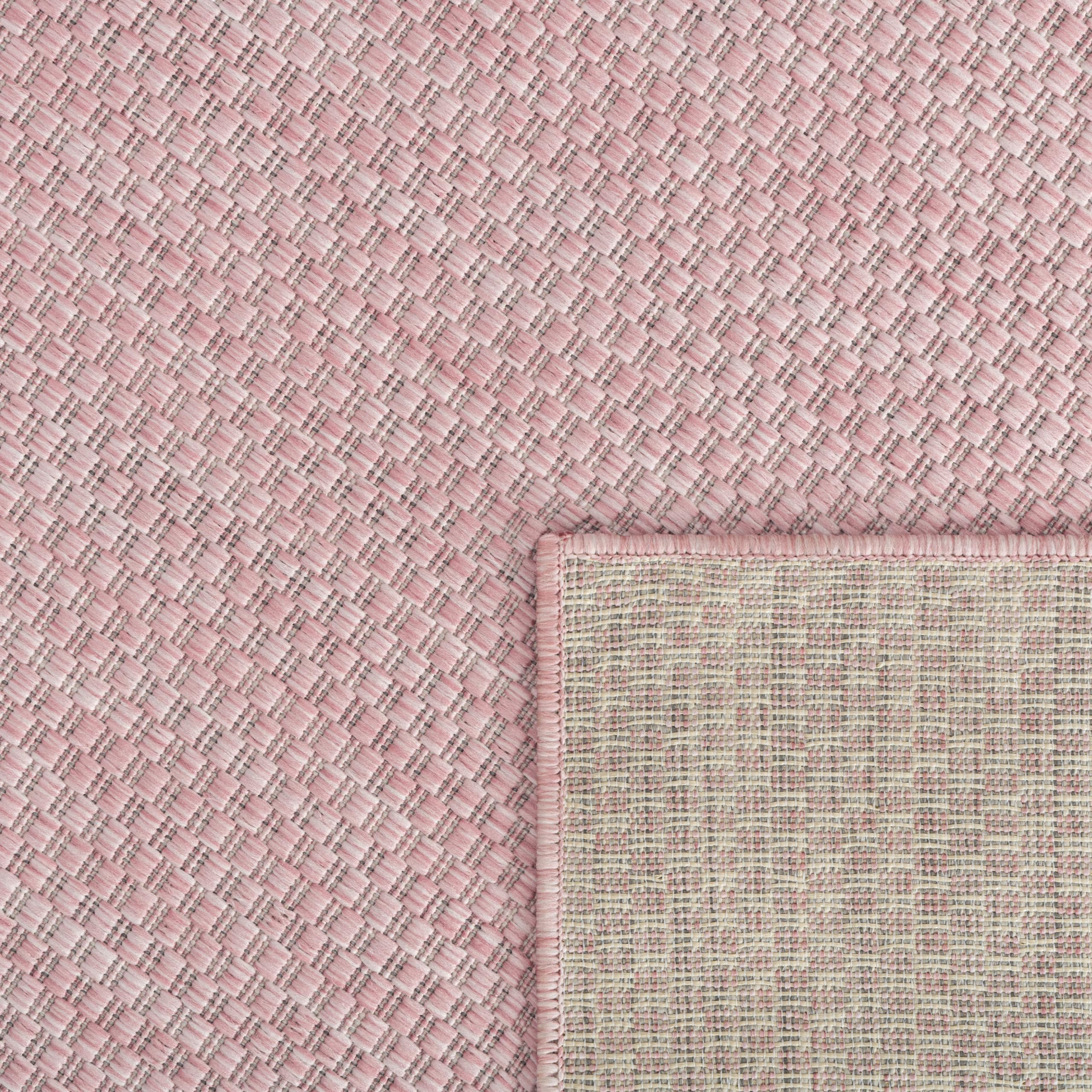 Solid Outdoor Rug For Patio Or Balcony Waterproof In Mottled Pink, Size: 5'3' X 7'3'
