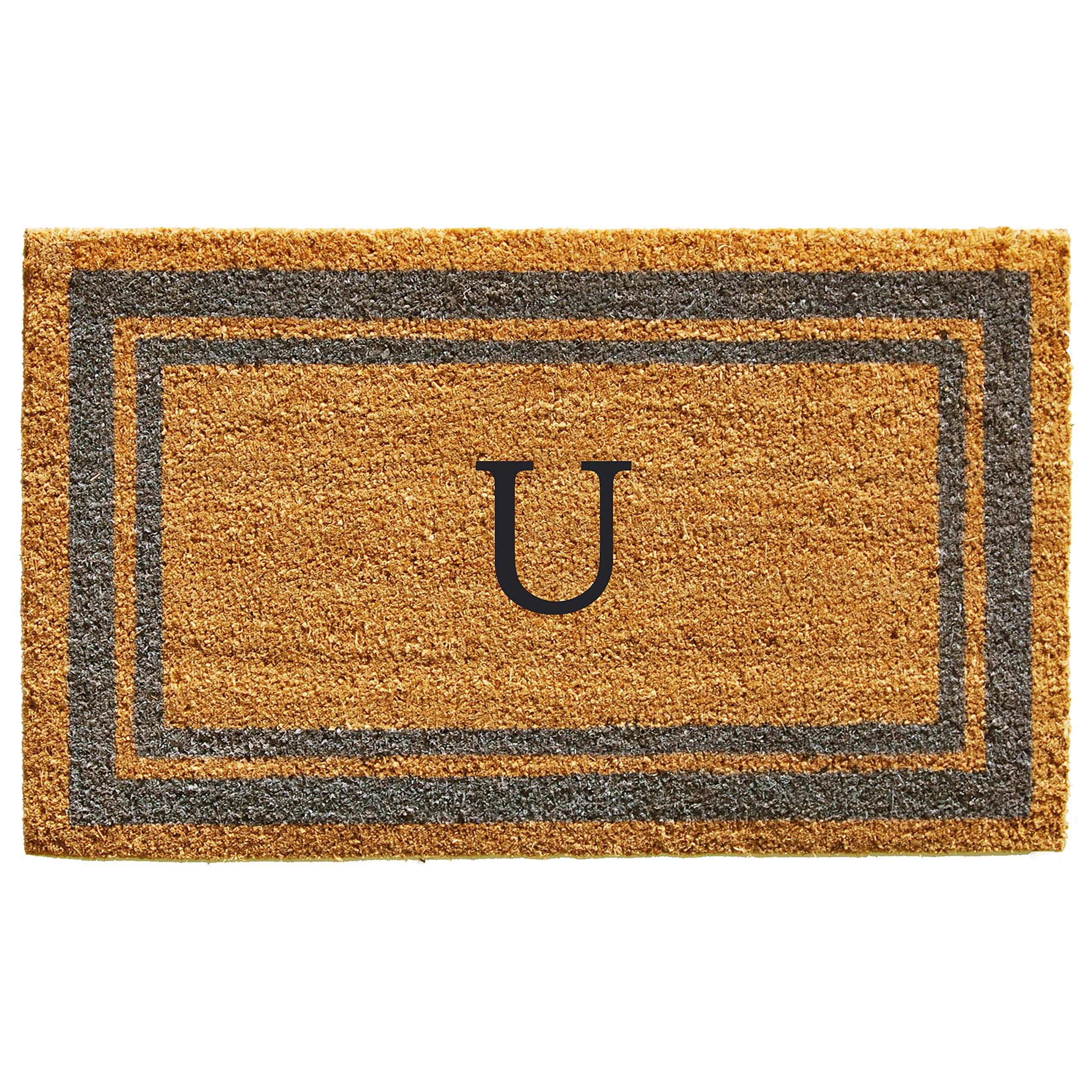 Calloway Mills 153022436U Periwinkle Border 24 x 36 Monogram Doormat, (Letter U)