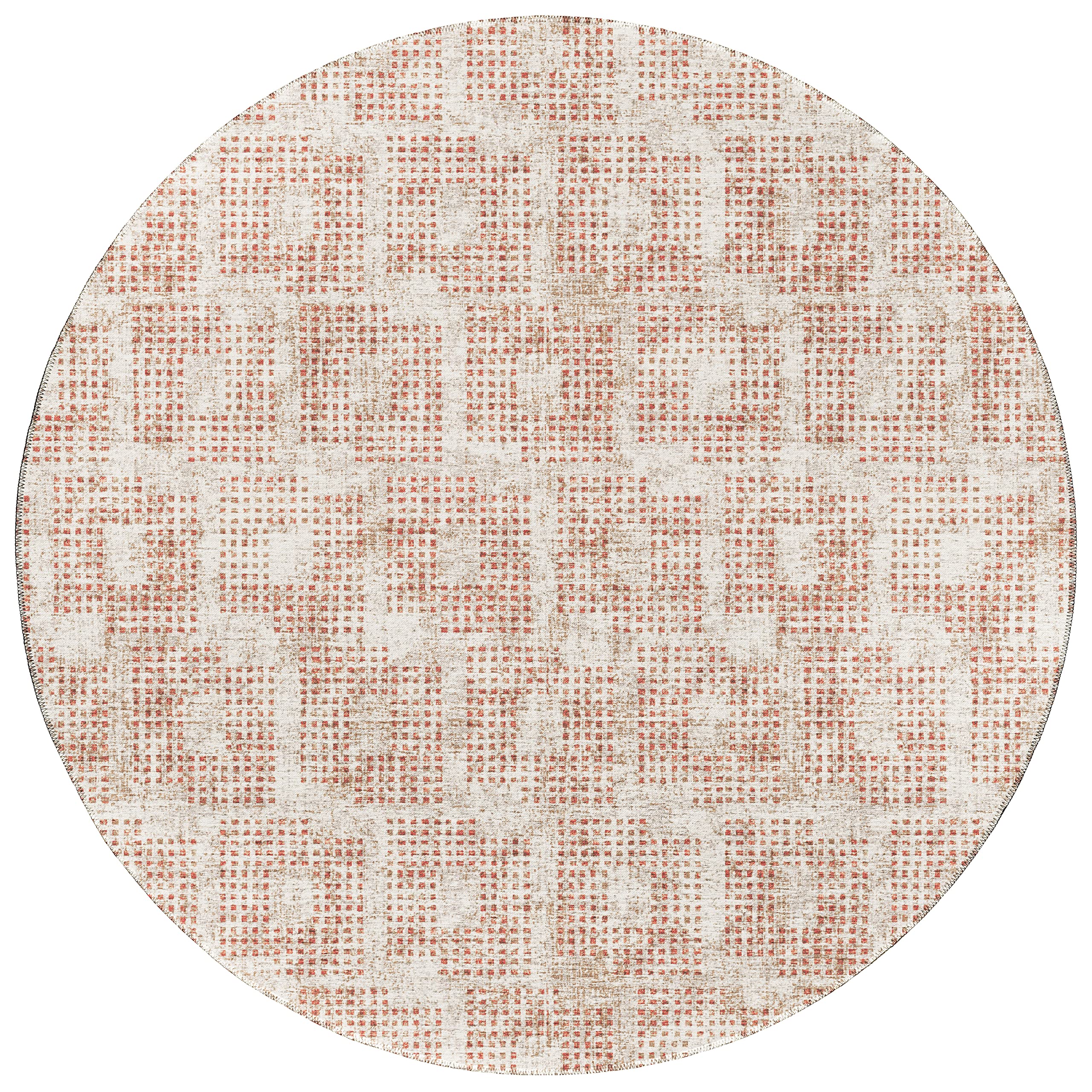 Addison Rugs Eleanor Aer31 Spice 8' X 8' Indoor Outdoor Round Rug, Easy Clean, Machine Washable, Non Shedding, Bedroom, Living Room, Dining Room, Kitchen, Patio Rug