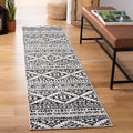 SAFAVIEH Tulum Collection Runner Rug - 2 x 8, Ivory & Black, Moroccan Boho Tribal Design, Non-Shedding & Easy Care, Ideal for 