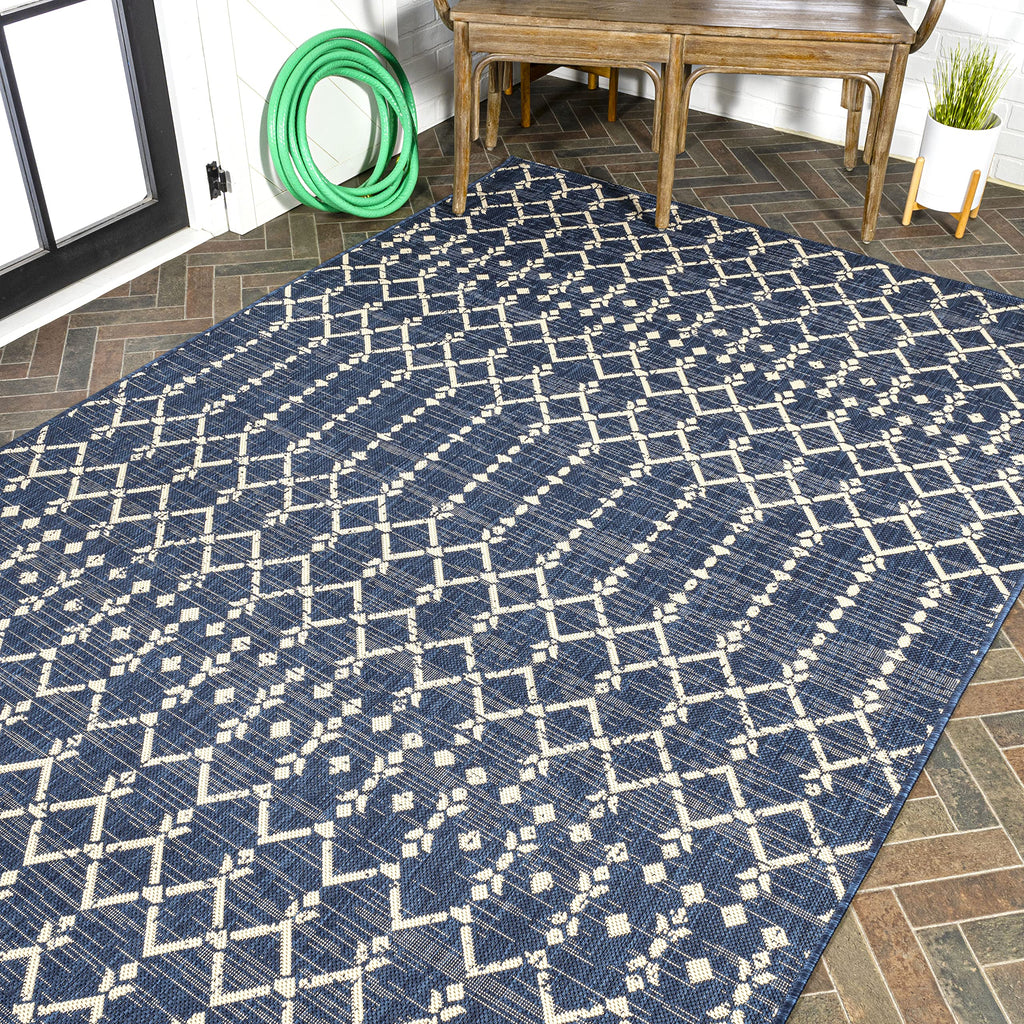 Jonathan Y Smb108K-8 Ourika Moroccan Geometric Textured Weave Indoor Outdoor Area Rug, Bohemian Coastal Traditional Easy Cleanin