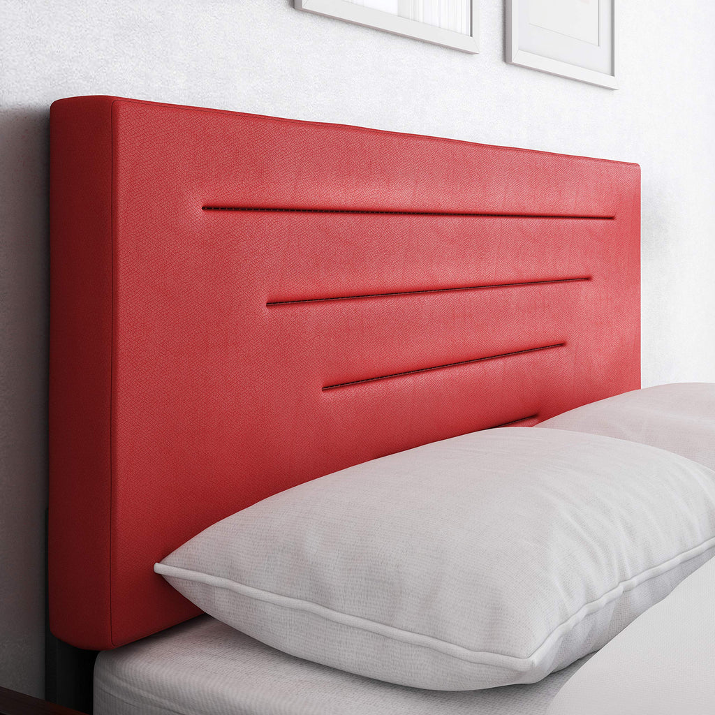 Boyd Sleep Luxenbourg Upholstered Platform Bed with Headboard and Durable Mattress Foundation with Strong Wood Slat Supports, Box Spring Required: Queen, Red