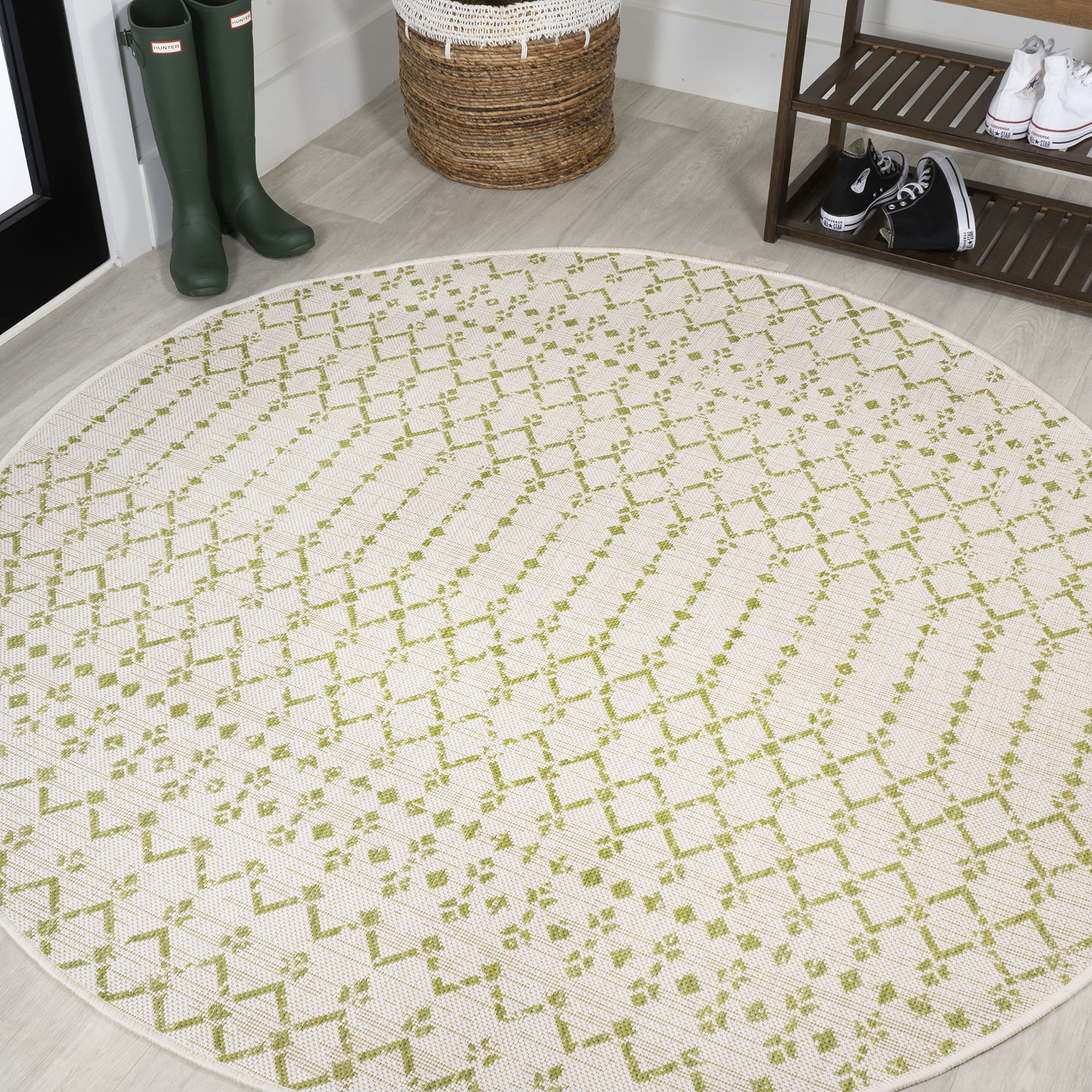 Jonathan Y Smb108M-5R Ourika Moroccan Geometric Textured Weave Indoor Outdoor Area Rug, Coastal,Traditional,Transitional Easy Cl