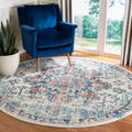SAFAVIEH Madison Collection Area Rug - 11 Round, Cream & Blue, Boho Chic Medallion Distressed Design, Non-Shedding & Easy Care,