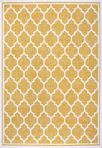 Jonathan Y Smb109F-9 Trebol Moroccan Trellis Textured Weave Indoor Outdoor Area Rug, Bohemian Coastal Contemporary Easy Cleaning,Bedroom,Kitchen,Backyard,Patio,Non Shedding, 9 X 12, Yellow/Cream