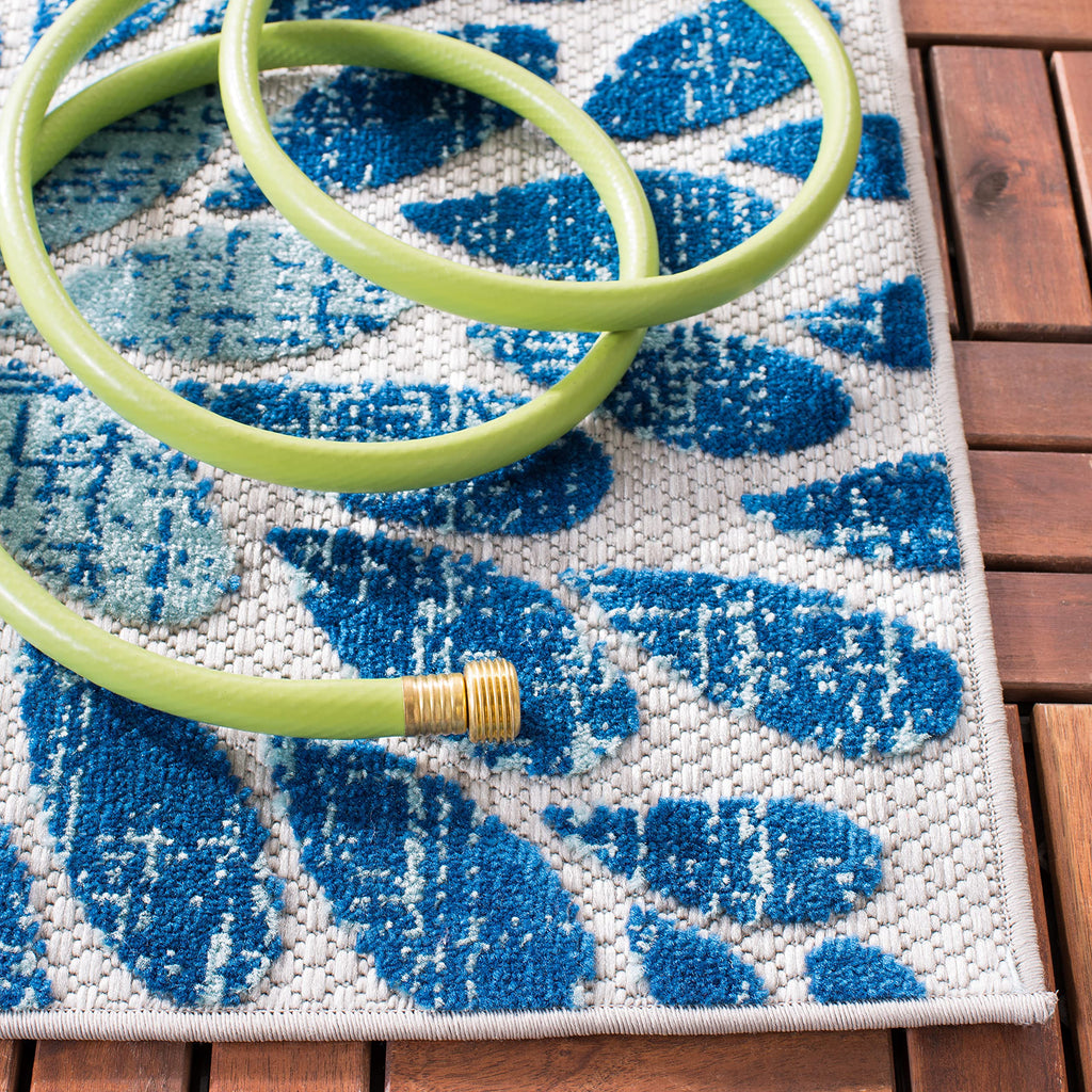 Safavieh Cabana Collection Runner Rug - 2' X 6', Grey & Blue, Floral Design, Non-Shedding & Easy Care, Indoor/Outdoor & Washable-Ideal For Patio, Backyard, Mudroom (Cbn832F)