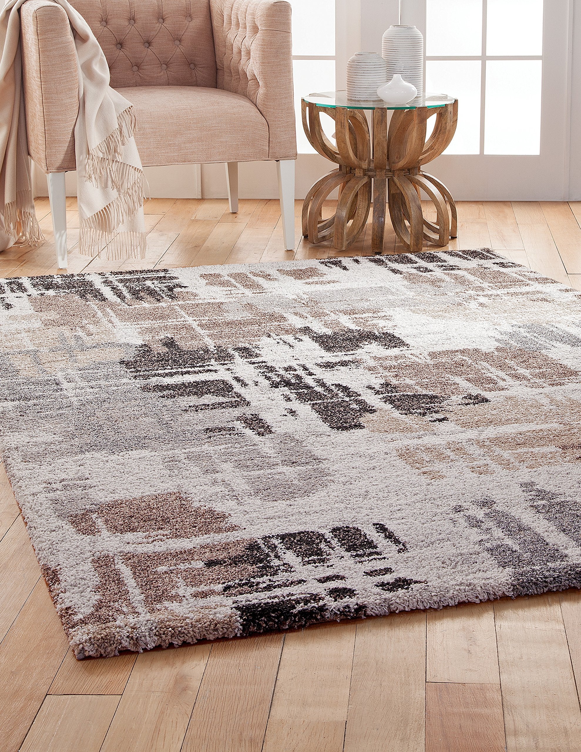 Abacasa Granada Bakari Area Rug, 8' By 10', Chocolate/Medium Brown/Grey/Ivory