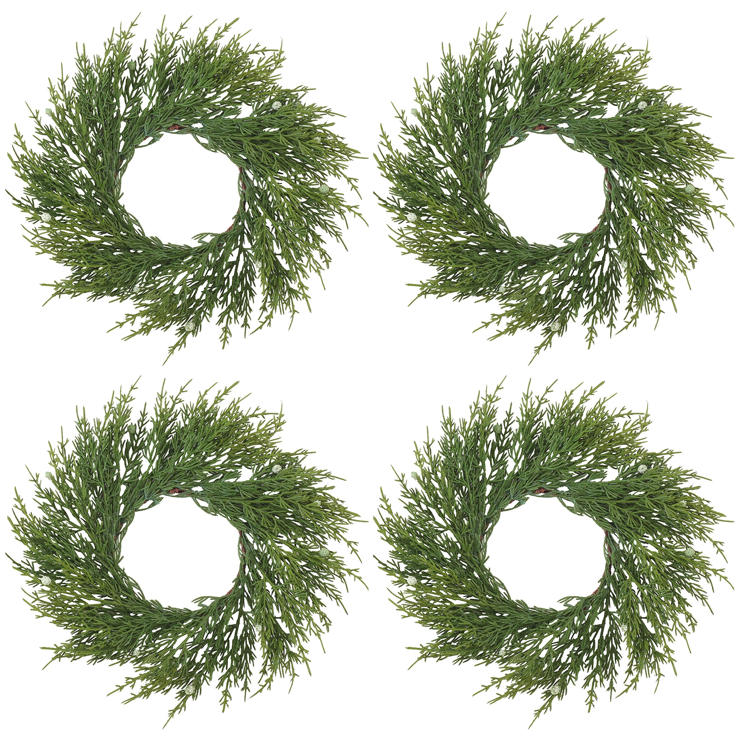 SARO LIFESTYLE Artificial Cypress Wreath - Set of 4, 9.5' x 9.5', Green
