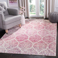 SAFAVIEH Madison Collection Accent Rug - 4 x 6, Cream & Fuchsia, Glam Trellis Distressed Design, Non-Shedding & Easy Care, Ide