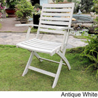 International Caravan Furniture Piece Acacia Folding S/2 Ladder Back Armchair with Sky Blue Finish