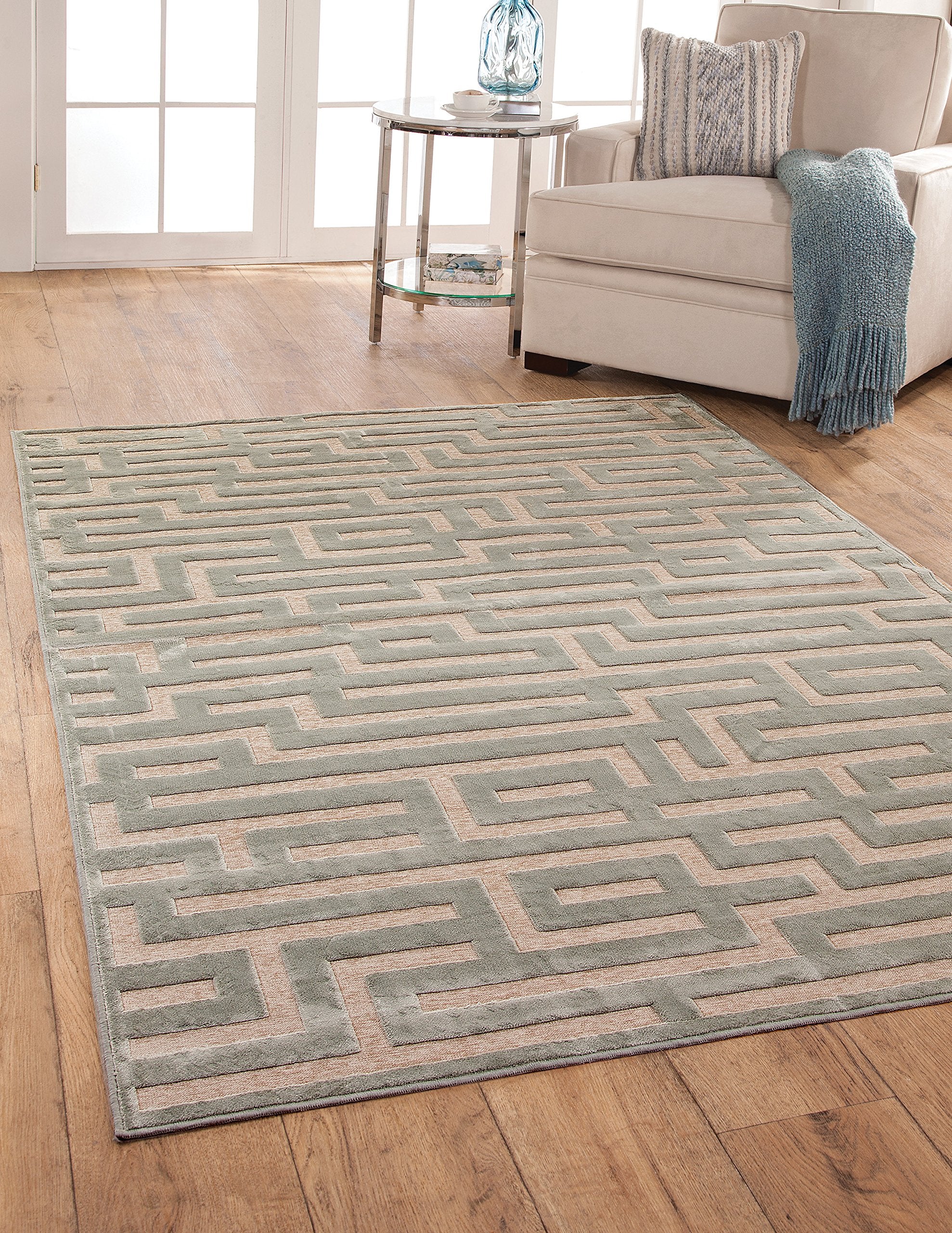 Abacasa Napa Area Rug, 94" W X 130" L X .25" H, Light Blue/Grey