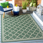 Safavieh Courtyard Collection 6'7' X 9'6' Dark Green/Beige Cy6918 Trellis Indoor/ Outside Waterproof Easy Cleansingpatio Backyard Mudroom Area Mat