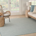 Nourison Courtyard Indoor/Outdoor Ivory/Aqua 6' X 6' Square Area Rug, Easy Cleaning, Non Shedding, Bed Room, Living Room, Dining