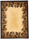 Rustic Lodge Pine Cone Border Brown 4x6 Area Rug, 311x53