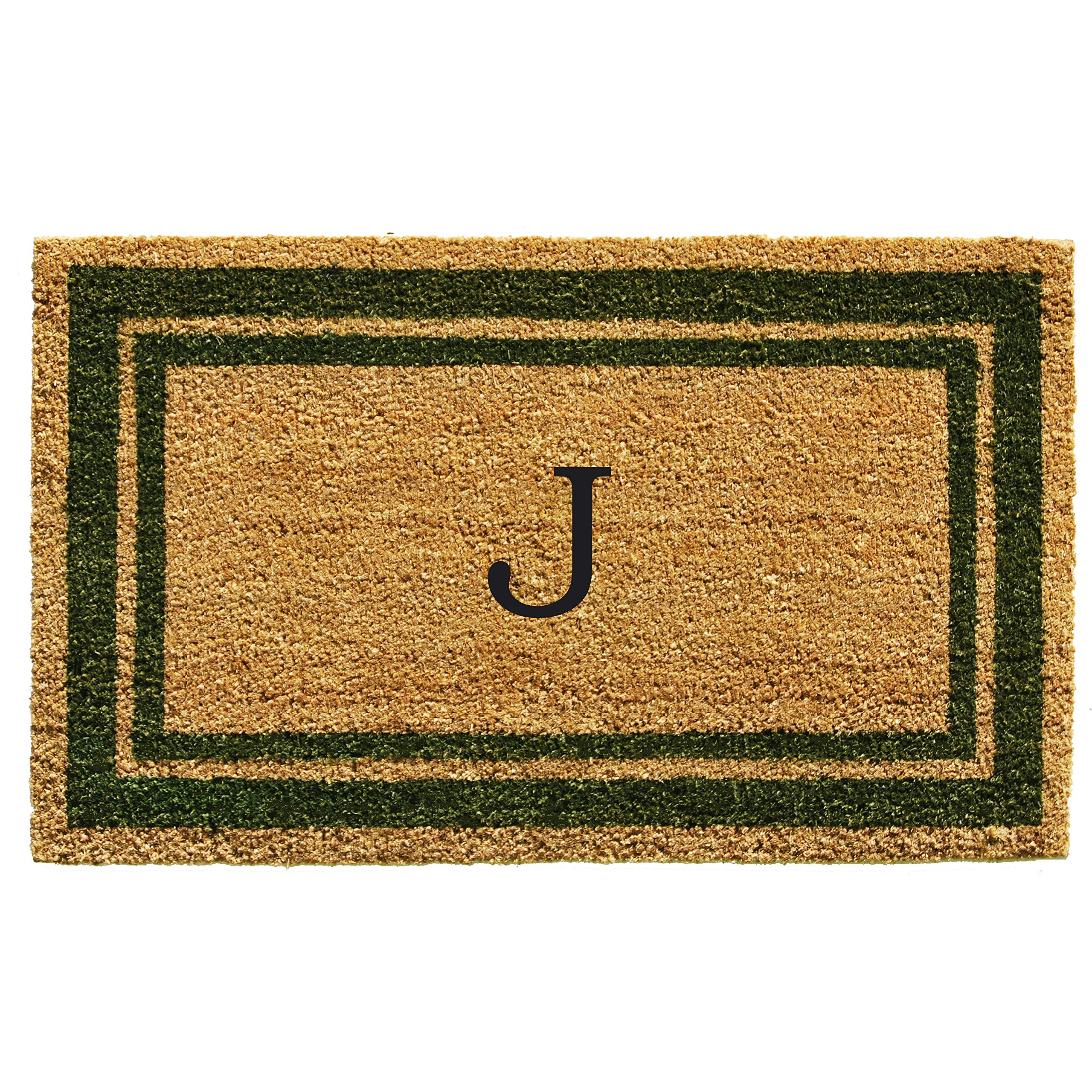 Calloway Mills 153041830J Sage Green Border 18 x 30 Monogram Doormat, (Letter J)