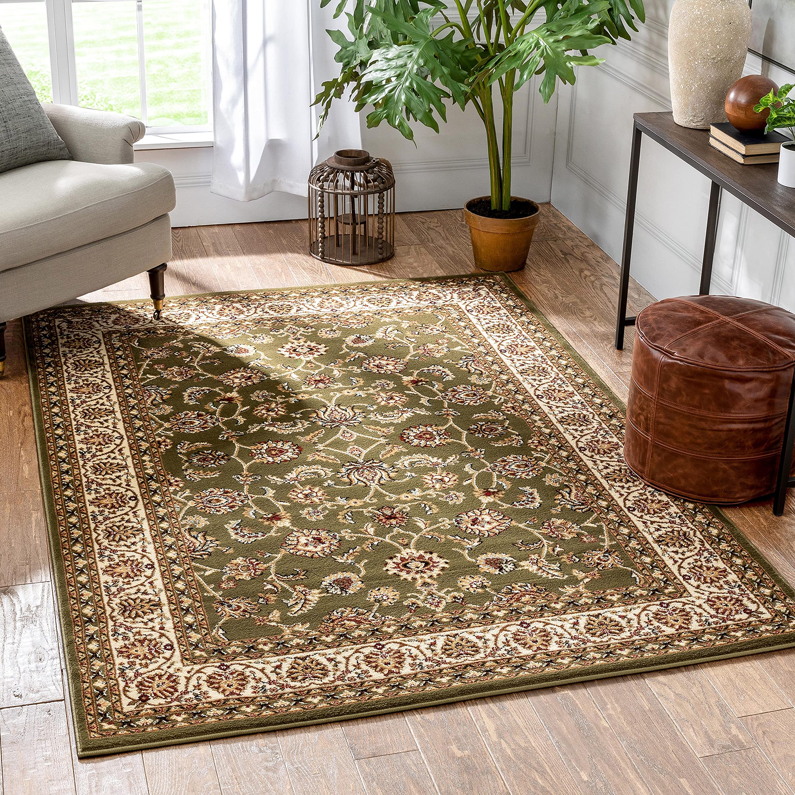 Well Woven Barclay Sarouk Green Traditional Area Rug 53 X 73