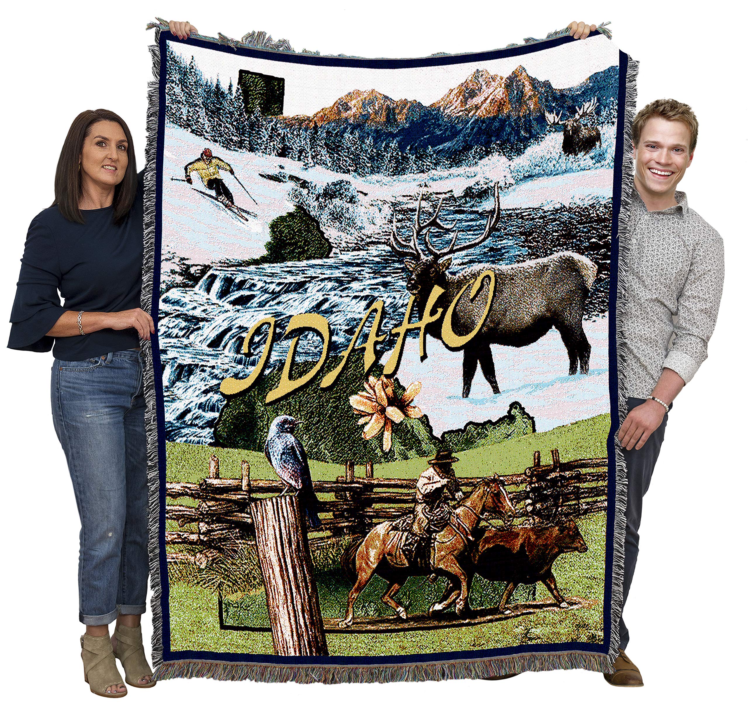 Pure Country Weavers State Of Idaho Blanket - Gift Tapestry Throw Woven From Cotton - Made In The Usa (72X54)