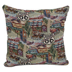 Blazing Needles 17-Inch Tapestry Throw Pillow, Route 66 2 Count