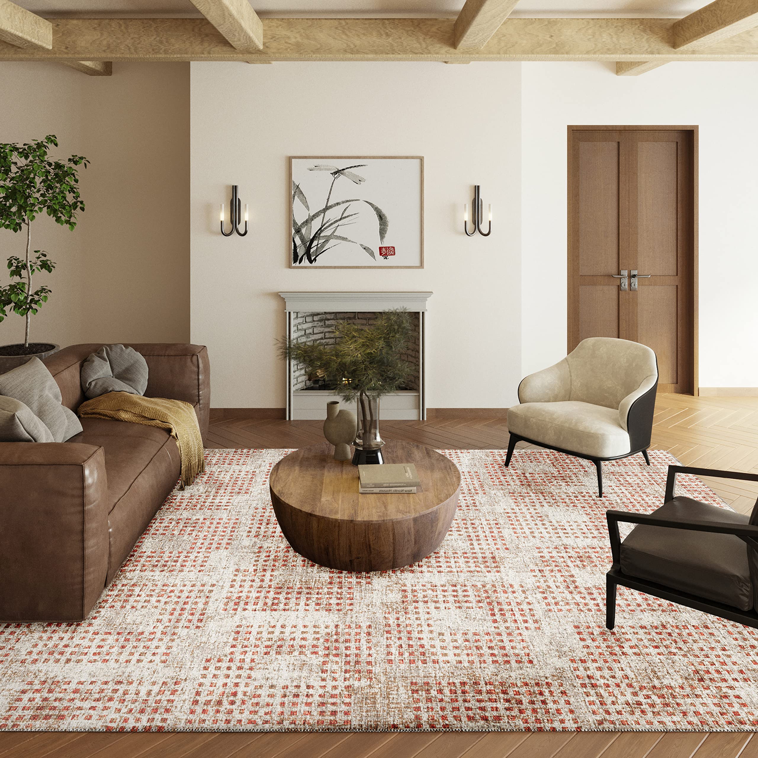 Addison Rugs Eleanor Aer31 Spice 8' X 10' Indoor Outdoor Area Rug, Easy Clean, Machine Washable, Non Shedding, Bedroom, Living Room, Dining Room, Kitchen, Patio Rug