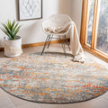 SAFAVIEH Madison Collection 67 Round Grey/Orange MAD460F Modern Abstract Non-Shedding Dining Room Entryway Foyer Living Room Be
