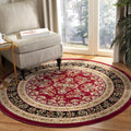 SAFAVIEH Lyndhurst Collection 53 Round Red / Black LNH331B Traditional Oriental Non-Shedding Dining Room Entryway Foyer Living 