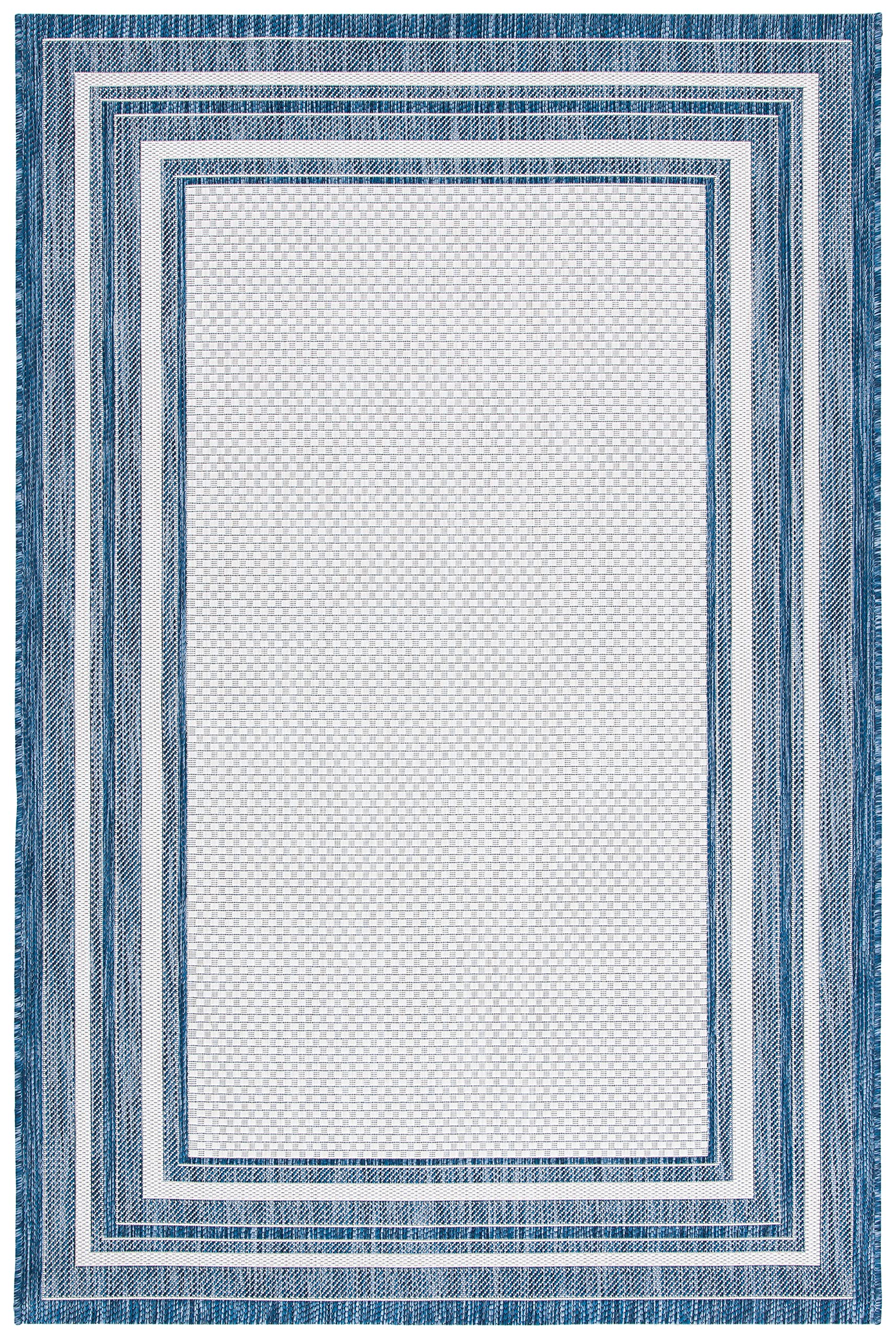 Safavieh Courtyard Collection 8' X 10' Ivory/Navy Cy8475 Indoor/ Outdoor Waterproof Easy Cleaning Patio Backyard Mudroom Area Ru