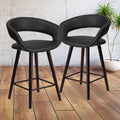 2 Pk. 24 High Black Vinyl Counter Height Stool with Cappuccino Wood Frame