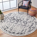 SAFAVIEH Tulum Collection 67 Round Ivory / Black TUL268D Moroccan Boho Distressed Non-Shedding Dining Room Entryway Foyer Livin