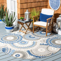 SAFAVIEH Cabana Collection Area Rug - 3 Round, Grey & Blue, Floral Design, Indoor/Outdoor & Washable, Ideal for Patio, Backyard