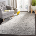 SAFAVIEH Madison Collection Area Rug - 4 Square, Grey & Ivory, Glam Ogee Trellis Distressed Design, Non-Shedding & Easy Care, I