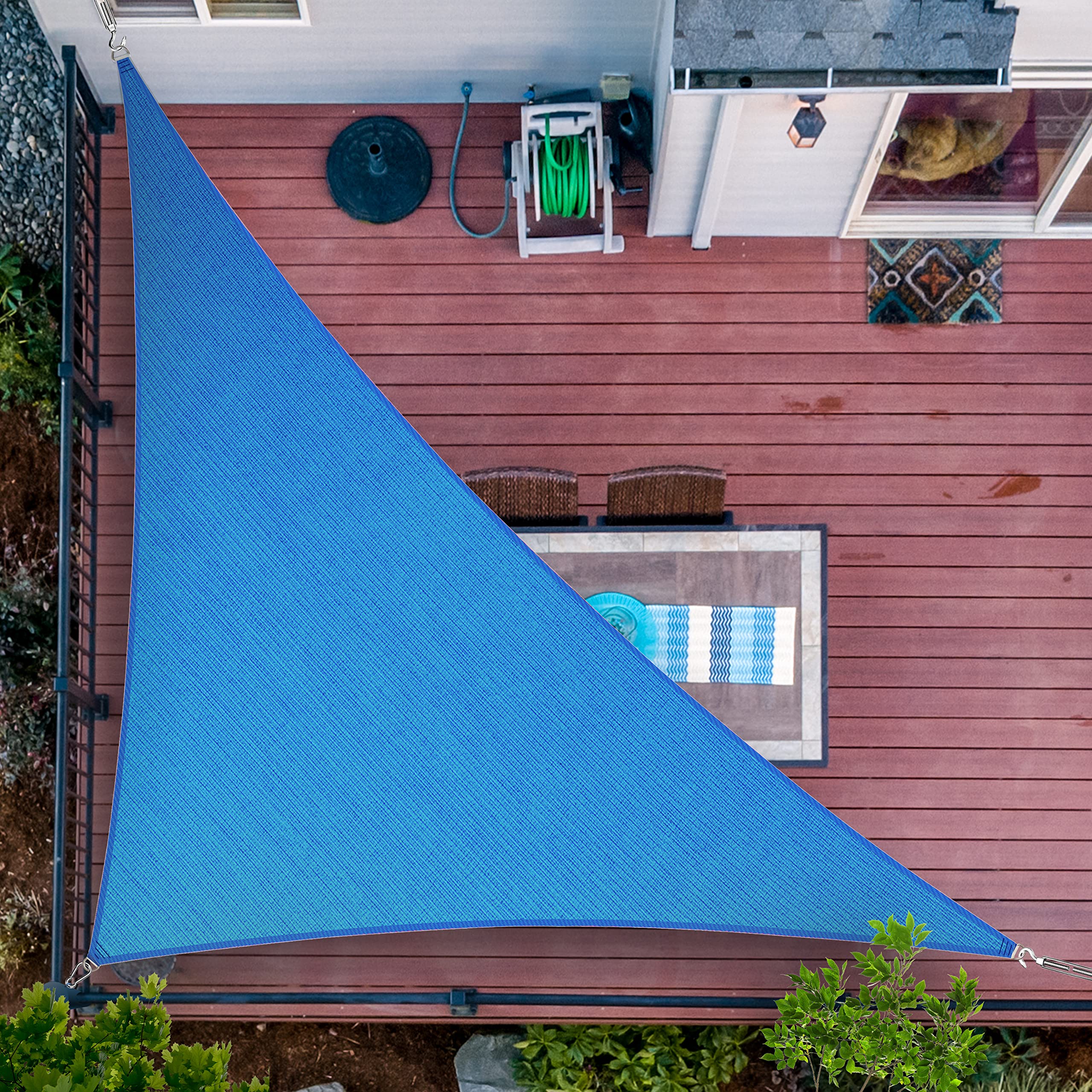 Shademart 10' X 15' X 18' Blue Sun Shade Sail Upf50 Right Triangle Smtapt16 Canopy Fabric Cloth Screen, Water Air Permeable & Uv