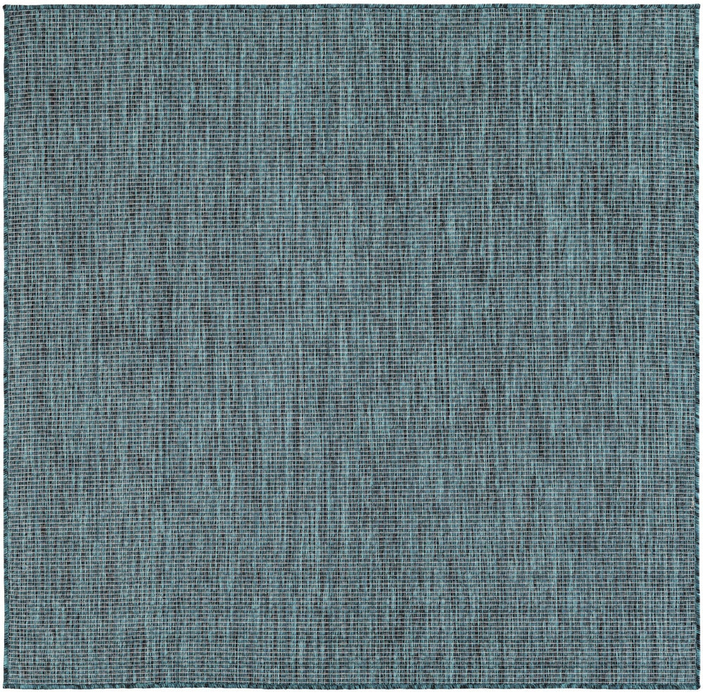 Unique Loom Outdoor Solid Collection Area Rug (5' 3'' Square Teal/Navy Blue)