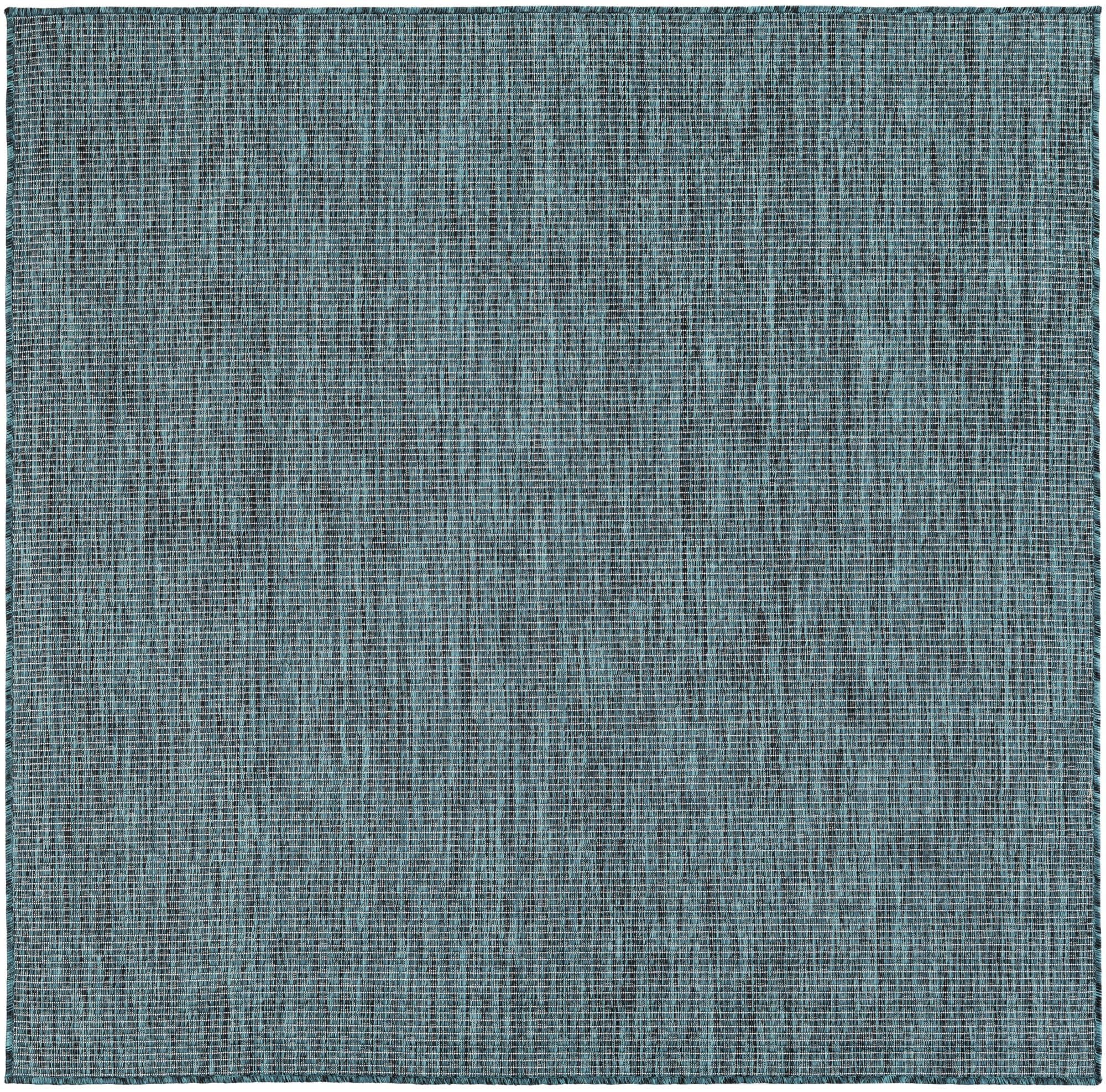 Unique Loom Outdoor Solid Collection Area Rug (5' 3'' Square Teal/Navy Blue)