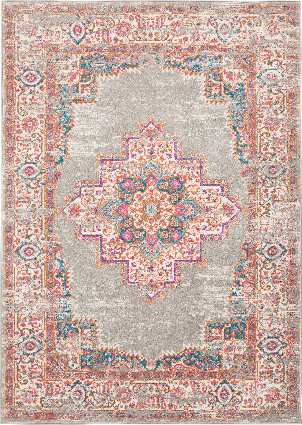 Nourison Passion Grey 5'3' X 7'3' Area Rug, Boho, Traditional, Easy Cleaning, Non Shedding, Bed Room, Living Room, Hallway, (5' X 7')