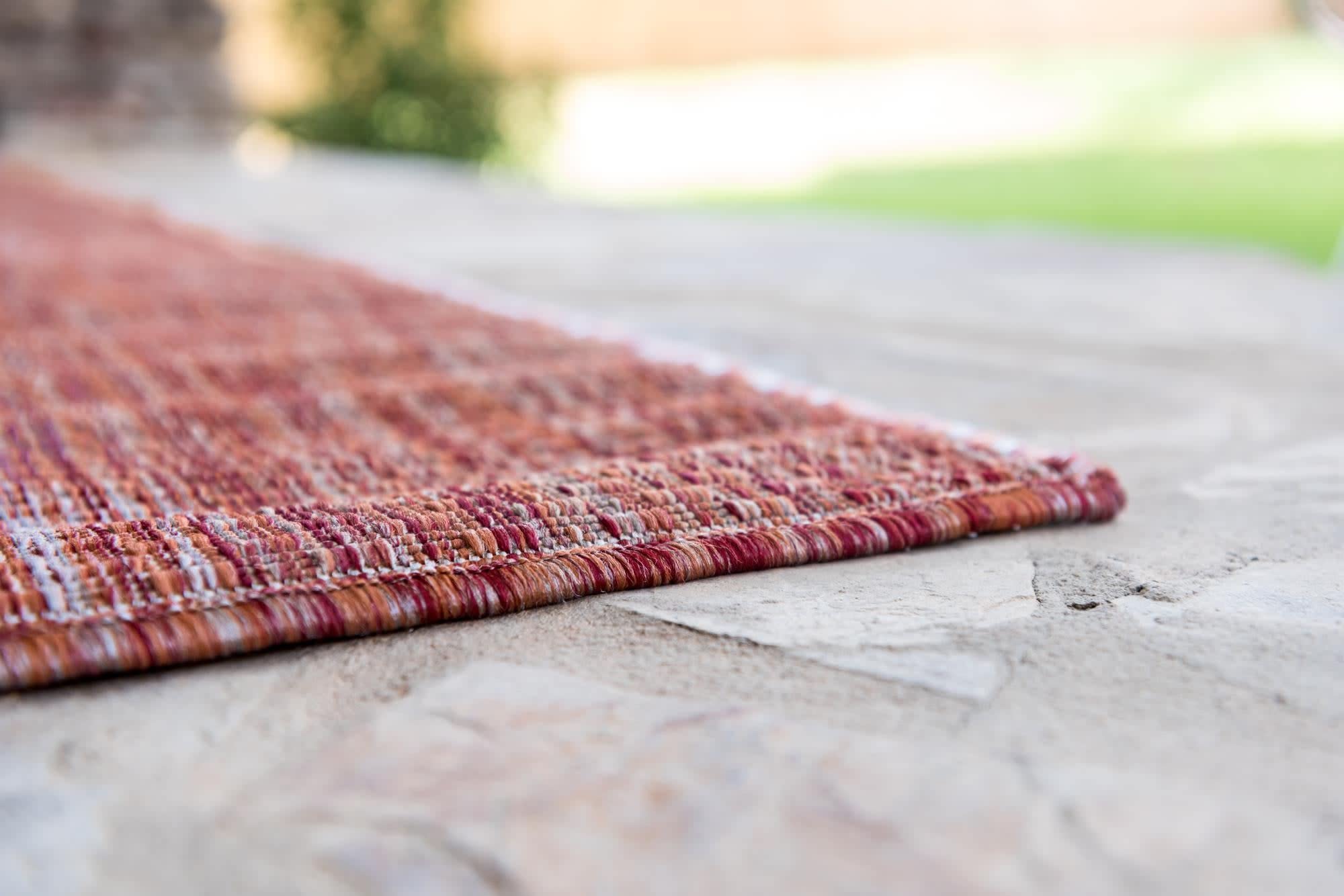 Unique Loom Collection Casual Transitional Solid Heathered Indoor/Outdoor Flatweave Area Rug (5' 3' X 8' Rectangle, Rust Red/Be