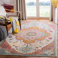 SAFAVIEH Crystal Collection Area Rug - 10 x 14, Light Blue & Fuchsia, Medallion Distressed Design, Non-Shedding & Easy Care, I