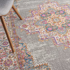 Nourison Passion Grey 5'3' X 7'3' Area Rug, Boho, Traditional, Easy Cleaning, Non Shedding, Bed Room, Living Room, Hallway, (5' X 7')