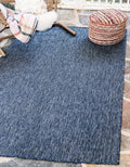 Unique Loom Collection Casual Transitional Solid Heathered Indoor/Outdoor Flatweave Area Rug (5' 3' X 8' Rectangle, Blue/Navy Blue)