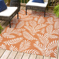 Jonathan Y Smb119E-9 Nevis Palm Frond Indoor Outdoor Area Rug, Coastal Casual Country & Floral Easy Cleaning,Bedroom,Kitchen,Backyard,Patio,Non Shedding, 9 X 12, Orange/Cream
