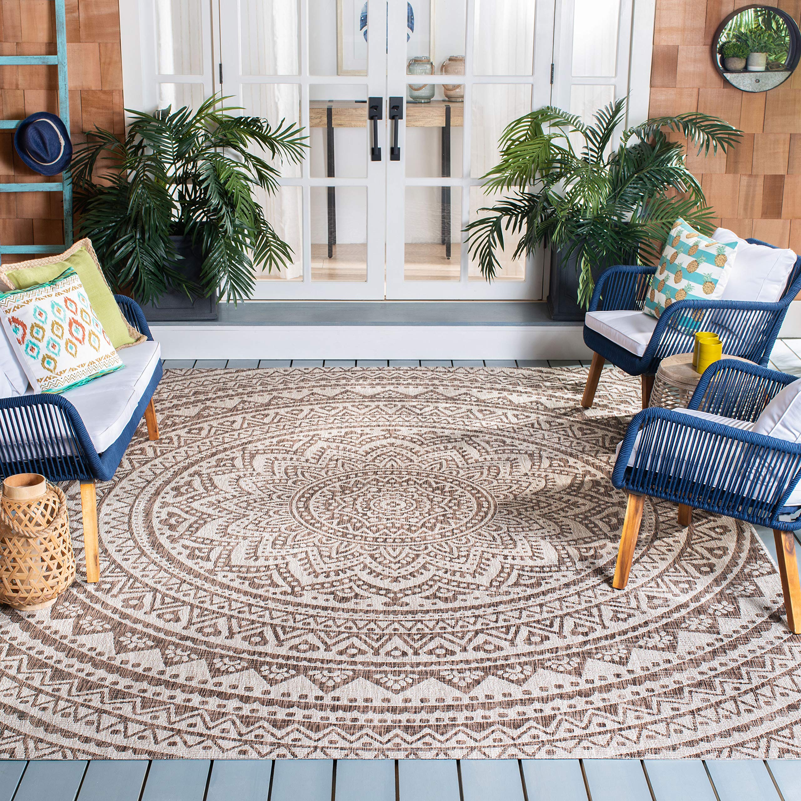 Safavieh Courtyard Collection 8' X 10' Beige/Brown Cy8734 Indoor-Outdoor Patio Backyard Mudroom Area-Rug