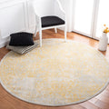 SAFAVIEH Evoke Collection Area Rug - 53 Round, Ivory & Gold, Distressed Design, Non-Shedding & Easy Care, Ideal for High Traffi