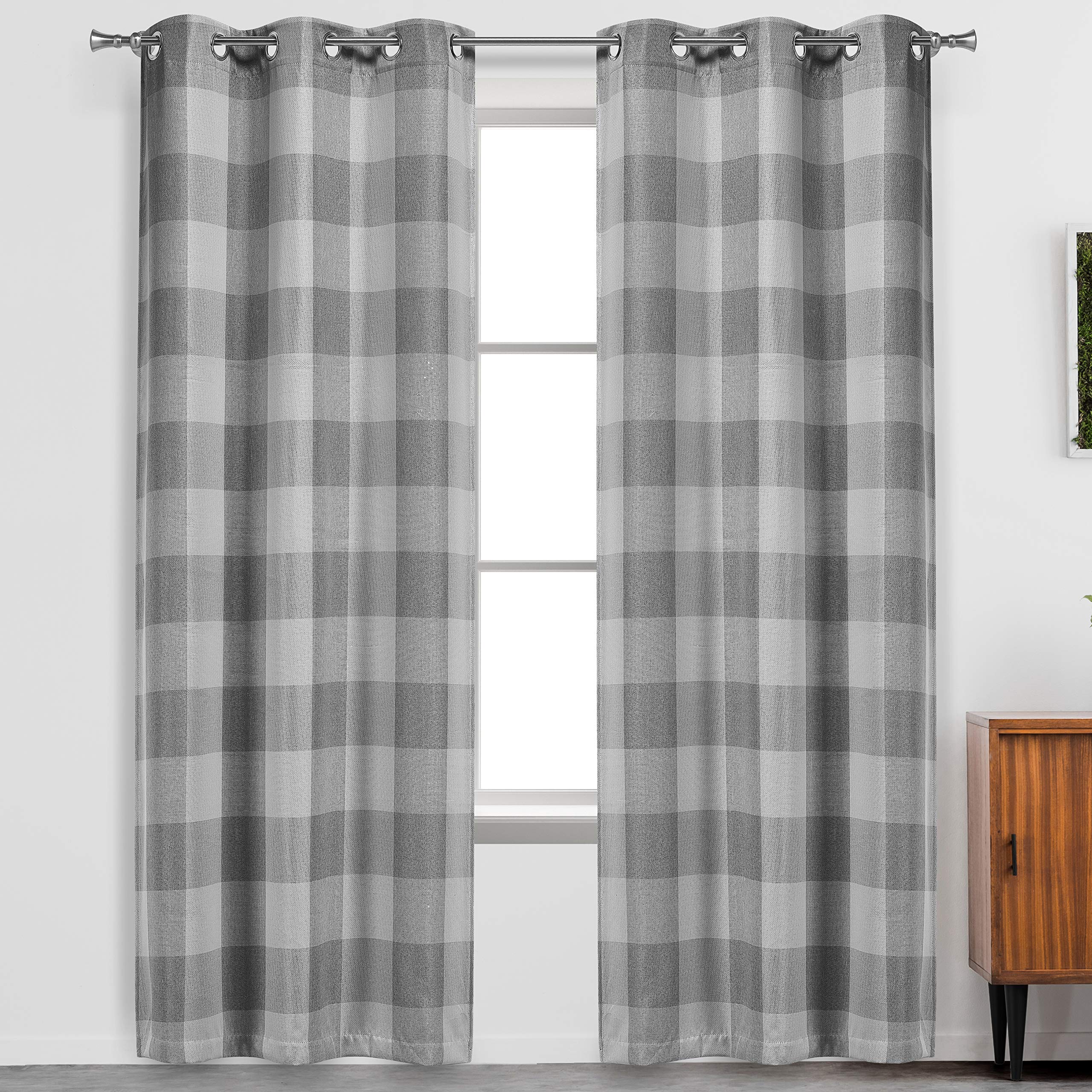 Blackout 365 Aaron Checkered Set Buffalo Plaid Blackout Bedroom-Insulated and Energy Efficient Rod Pocket Window Curtains for Li