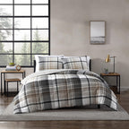 Eddie Bauer - King Comforter Set, Plaid Reversible Bedding, Stylish & Warm Home Decor (Normandy Grey, King),Grey/White/Beige